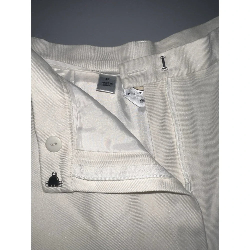 Talbots‎ Women's Size 12 Petite 100% Silk Poly Line High-Rise Cream Three Pocket